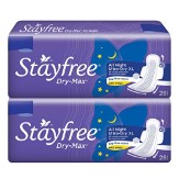 Stayfree Dry Max All Night XL Sanitary Napkins with Wings, Extra Large (56 Count)