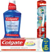 Colgate Total Advance Health Toothpaste - 120 g and 360 Whole Mouth Clean Toothbrush with Plax Complete Care Mouthwash - 250 ml