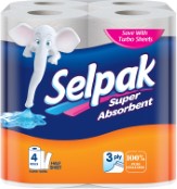 Selpak Kitchen Towel Paper - 3Ply (4 Rolls/Pack)