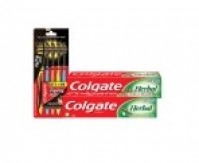 Colgate Herbal Toothpaste 200 g (Pack of 2) plus Colgate ZigZag Black Medium Tooth Brush (Pack of 5)