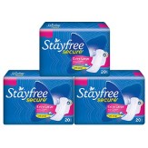 Stayfree Secure Cottony Sanitary Napkins with Wings - 20s (XL, Pack of 3)