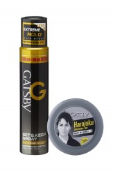 Gatsby Set and Keep Extreme Hold Hair Spray, 250ml with Mat and Hard Hair Styling Wax, 75g