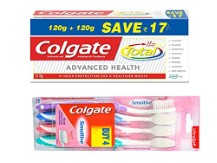 Colgate Total Advanced Health Toothpaste - 240 g with Sensitive Toothbrush (Pack of 4)