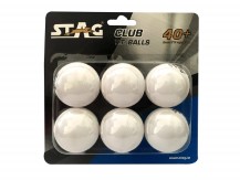Stag Club-W Plastic Table Tennis Ball, 40mm Pack of 6 (White)