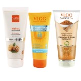 VLCC Sun Screen Gel and Scrub and Kesar Chandan Face Wash Combo