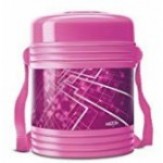 Milton Vector Deluxe 3 Plastic Leak Lock Tiffin Box Set, 4-Pieces, Pink