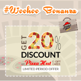 Pizza Hut e-Gift card 20% off at Woohoo