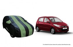 Autofurnish Stylish Green Stripe Car Body Cover for Hyundai i10 - Arc Blue