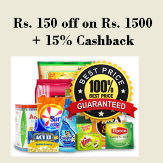 Rs. 150 off on Rs. 1500 and Get Extra 15% cashback from Mobikwik Askmegrocery