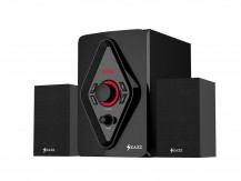 Zazz 2.1 Channel Multimedia Wooden Cased Speaker System AUX, Bluetooth, USB, TF, RED LED Light, Bass Control