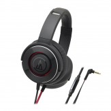 Audio-Technica Solid Bass ATH-WS550iSBK Over Ear Headphones with in-line Mic (Black/Red)