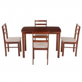 Woodness Daisy Four Seater Dining Table Set (Matte Finish, Mahogany) - Oval