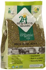 24 Mantra Organic Green Moong Whole, 1kg Rs. 112  Amazon