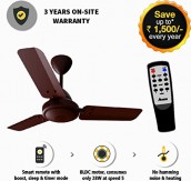 Gorilla 5 Star Rated 900mm Ceiling Fan with Remote Control and BLDC Motor (Matte Brown)