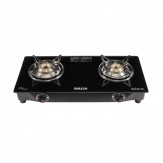 Inalsa Dazzle Glass Top, 2 Burner Gas Stove with Rust Proof Powder Coated Body, Black