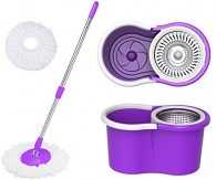 Eco Alpine 360 Degree Magic Spin Mop with Steel Spinner Plus 1 Refill Pack, Purple and White