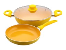 Wonderchef Da Vinci Induction Base Aluminium Cookware Set, 3-Pieces, Yellow At Amazon