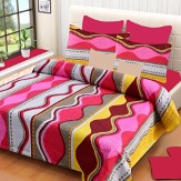 Home Elite Dynamic Print Cotton Double Bedsheet with 2 Pillow Covers
