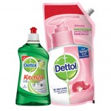 Dettol Kitchen Gel - 400 ml (Lime) with Dettol Skincare Liquid Soap Refill - 750 ml