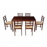 Woodness Winston Solid Wood Upholstered 6 Seater Dining Table Set (Wenge)