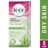 Veet Instant Waxing Kit for Dry Skin, 8 strips