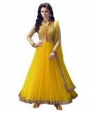 Home Fashion Woman's Net Heavy Embroidered with Stone work Semi-Stitched Anarkali Salwar SUit(Free Size)