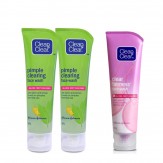 [Pantry] Clean & Clear Pimple Clearing, 80g (Pack of 2) with Free Clear Fairness Face wash, 80g