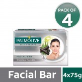 Palmolive Skin Therapy Facial Bar Soap with Charcoal Powder - 75g (Pack of 4)