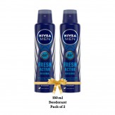 Nivea Fresh Active Original 48 Hours Deodorant, 150ml (Pack of 2)