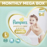 Pampers Premium Care Pants Diapers Monthly Box Pack, Large, 88 Count