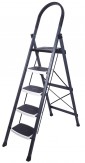 Primax High Grade Heavy Steel Folding 5 Step Ladder (Grey and White)