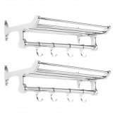 Spartan TR 1501 A-24 Steel 24 Inch Chrome Plated Folding Towel Rack Set (Silver, Pack of 2)