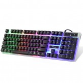 Gaming Keyboard, Pictek Colorful Crack LED Keyboard Illuminated Backlit USB Rainbow Wired Gaming Keyboard Suspended Keycap with Mechanical Feel