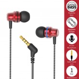 boAt Bassheads 106 Wired Earphones with HD Sound, 10 mm Dynamic Drivers, Tangle Free Cable (1.2m), Integrated Controls and in-Built mic (Red)
