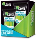 Garnier Men Oil Clear Clay D-Tox Deep Cleansing Icy Face Wash, Pack of 2, 200g