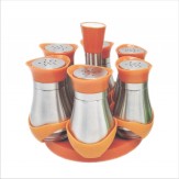 Soogo Stainless Steel Spice Jar Set, 115 ml, Set of 6, Orange