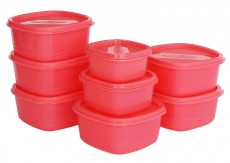 Princeware Plastic Storage Container Set, 8-Pieces, Pink