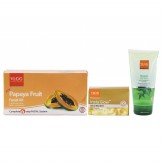 VLCC Papaya Fruit Facial Kit 60g, Insta Glow Bleach, 30g and Neem Facewash, 150ml