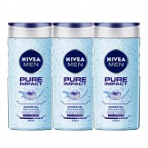 Nivea Pure Impact Shower Gel for Men, 250ml (Pack of 3)