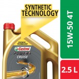 Castrol POWER1 Cruise 4T 15W-50 Synthetic Engine Oil for Bikes (2.5L)