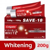 [Pantry] Colgate Visible White Dazzling White Toothpaste, Sparkling Mint - 200gm (Saver Pack)