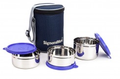 Signoraware Executive Stainless Steel Lunch Box Set, Set of 3, Violet
