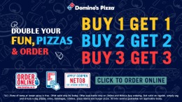 Dominos BOGO Offer -Buy 1 & Get 1 |Buy 2 Get 2 | Buy 3 Get 3 Pizza Free + Extra Upto 20% Cashback
