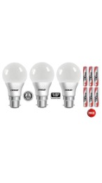 Eveready 7 Watt 6500K Pack of 3 With 6 Pc Battery free Rs 299 at Paytm