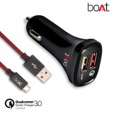 [Apply coupon] boAt Dual Port Rapid Car Charger (Qualcomm Certified) with Quick Charge 3.0 + Free Micro USB Cable - (Black)