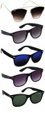 Silver Kartz UV 400 Protection Unisex Sunglasses (aio5, Black) - Pack of 5