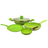 Wonderchef Induction Base Family Set with Free Mini Frying Pan, 4-Pieces, Green At Amazon