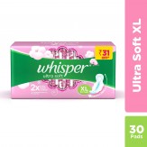 Whisper Ultra Soft Sanitary Pads - 30 Pieces (XL)