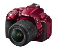 Nikon D5300 Digital SLR Camera(Red) with AF-S 18-55mm VR II Kit Lens, 8GB Card and Camera Bag Rs 35372 at Amazon