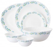 LaOpala Dew Dinner Set, 27-Pieces, White and Lavender